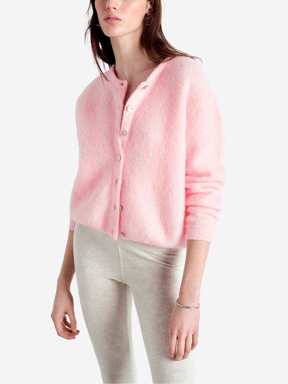 AMERICAN VINTAGE Cardigan girocollo rosa misto alpaca Rosa Urbanstaroma