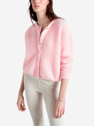 AMERICAN VINTAGE Cardigan girocollo rosa misto alpaca Rosa