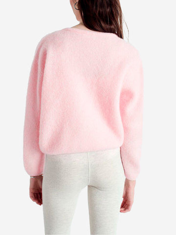 AMERICAN VINTAGE Cardigan girocollo rosa misto alpaca Rosa