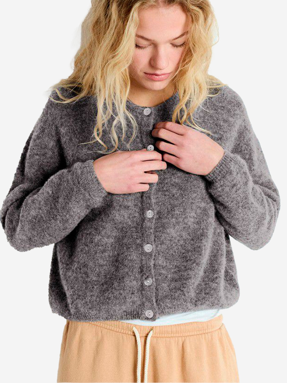 AMERICAN VINTAGE Cardigan girocollo grigio misto alpaca Grigio Urbanstaroma