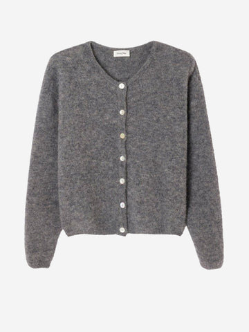 AMERICAN VINTAGE Cardigan girocollo grigio misto alpaca Grigio