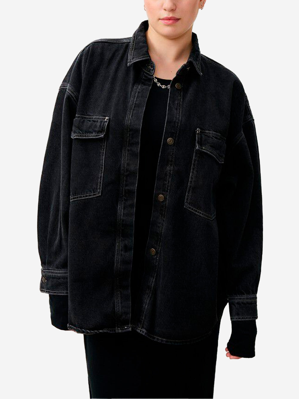 AMERICAN VINTAGE Overshirt in denim 'Yopday' Nero Urbanstaroma