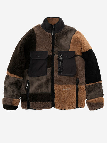 AND WANDER Mix boa jacket Marrone