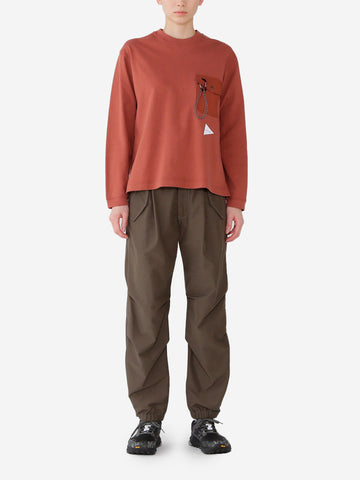 AND WANDER Pantaloni khaki High Count con orlo con zip Verde