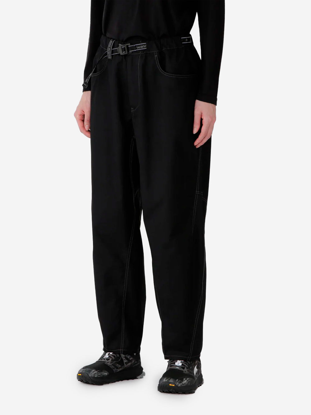 AND WANDER Pantaloni ampi neri High Count con cintura in vita Nero Urbanstaroma