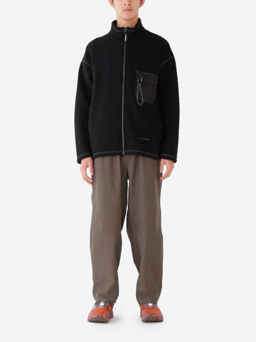 AND WANDER Pantaloni ampi khaki High Count con cintura in vita Verde