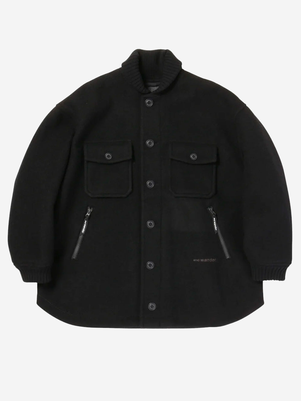 AND WANDER Giacca Wool Shaggy Nero Urbanstaroma