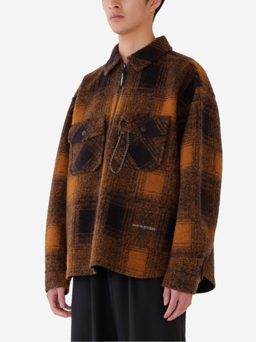 AND WANDER Giacca wool shaggy con zip Cammello