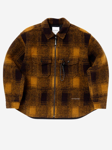 AND WANDER Giacca wool shaggy con zip Cammello