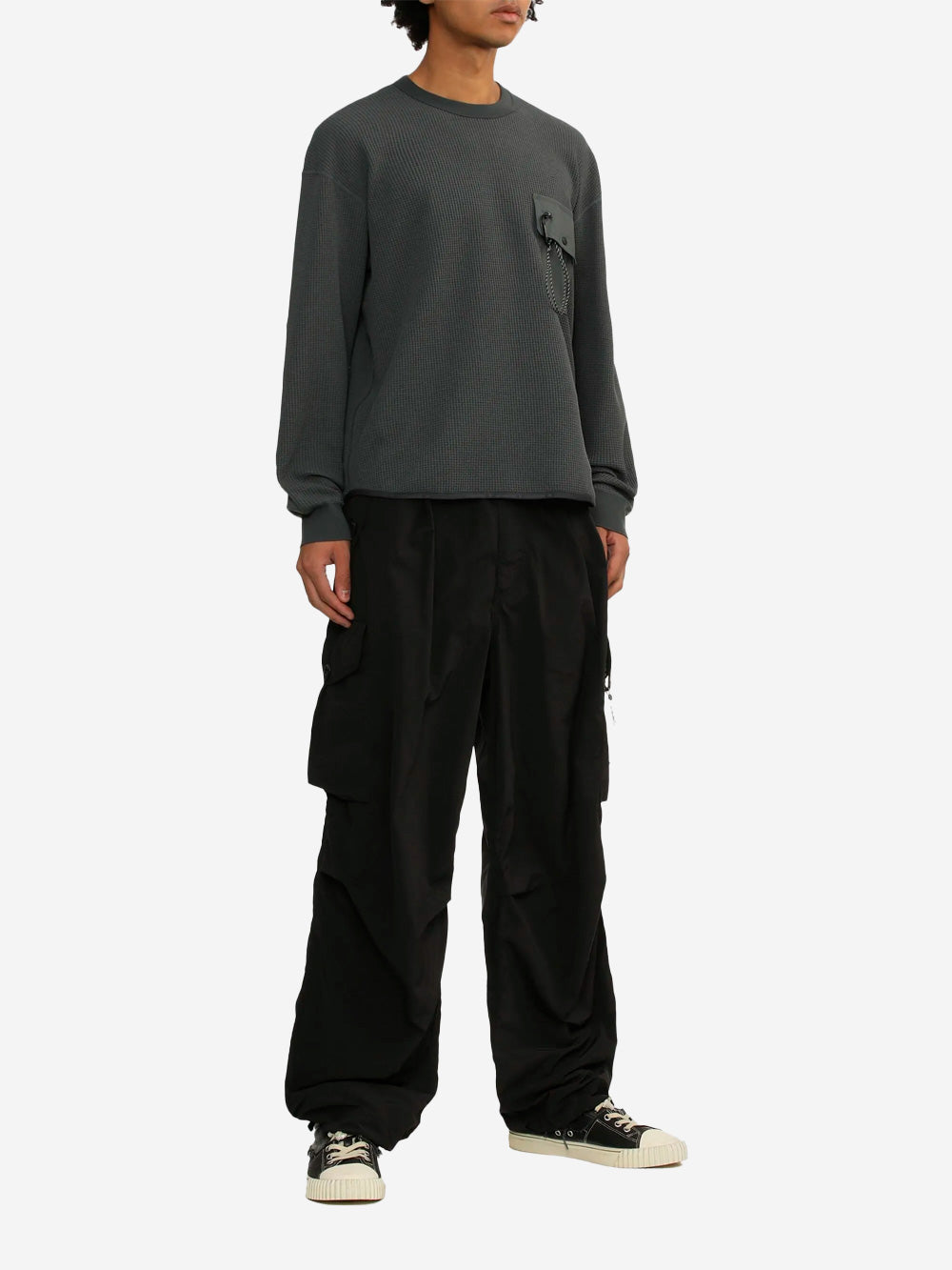 AND WANDER Maglia a manica lunga in tessuto tecnico waffle Grigio Urbanstaroma