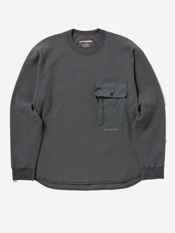 AND WANDER Maglia a manica lunga in tessuto tecnico waffle Grigio