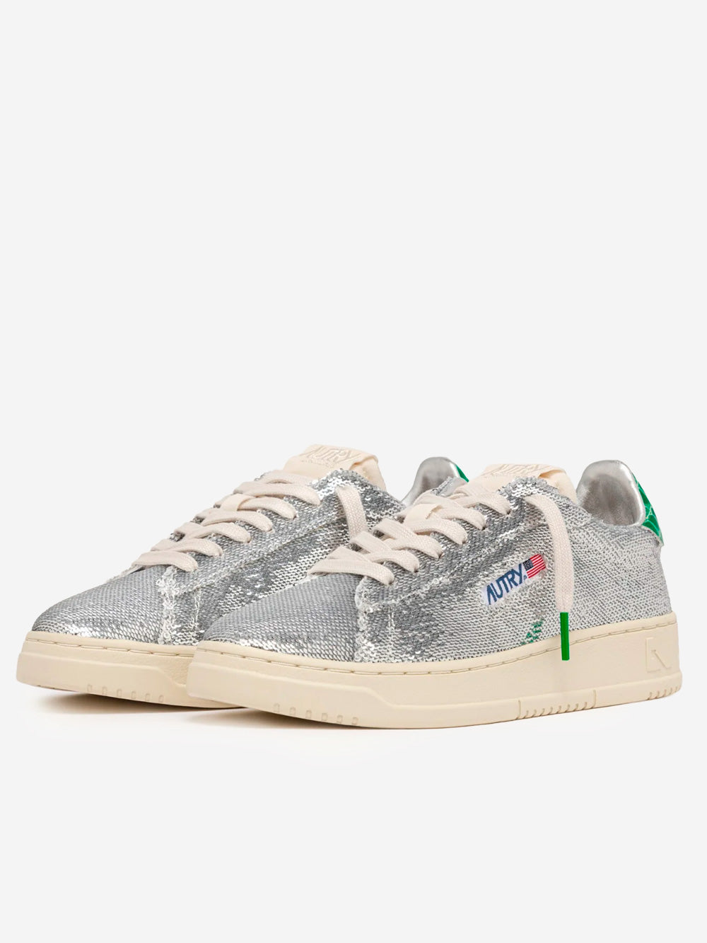 AUTRY W Dallas Low 'Sparkling' in pailettes argento e verde Argento verde Urbanstaroma