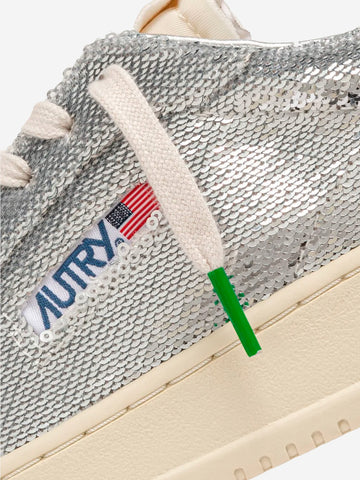 AUTRY W Dallas Low 'Sparkling' in pailettes argento e verde Argento verde