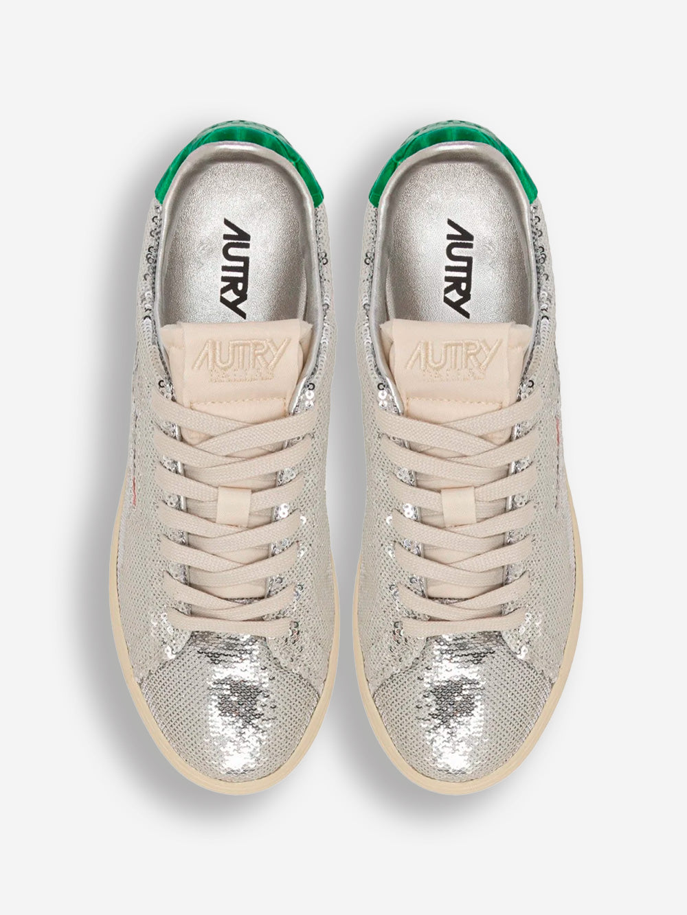 AUTRY W Dallas Low 'Sparkling' in pailettes argento e verde Argento verde Urbanstaroma