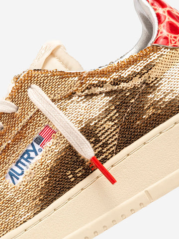 AUTRY W Dallas Low 'Sparkling' in pailettes platinum Oro