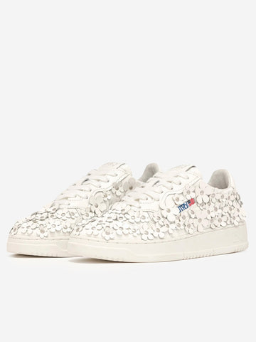 AUTRY W Medalist Low 'Blooming' in pelle verniciata bianca Bianco