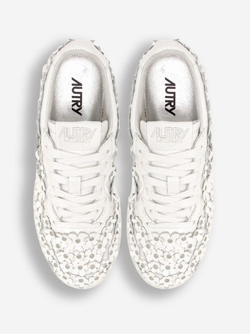 AUTRY W Medalist Low 'Blooming' in pelle verniciata bianca Bianco