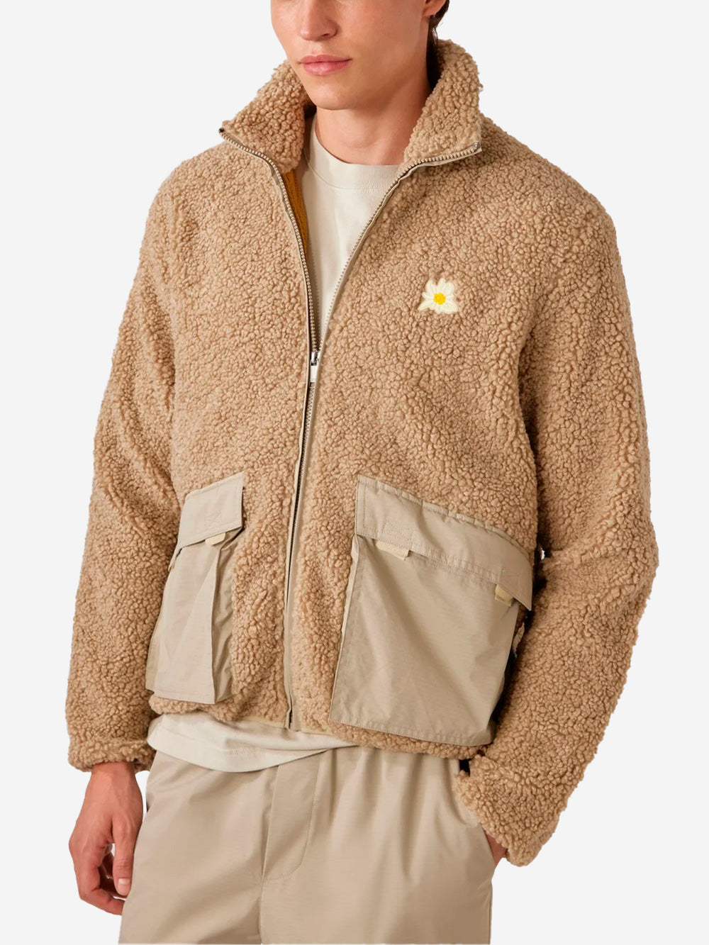 AUTRY Giacca in pile teddy unisex con zip e toppa 'Edelweiss' Cammello Urbanstaroma