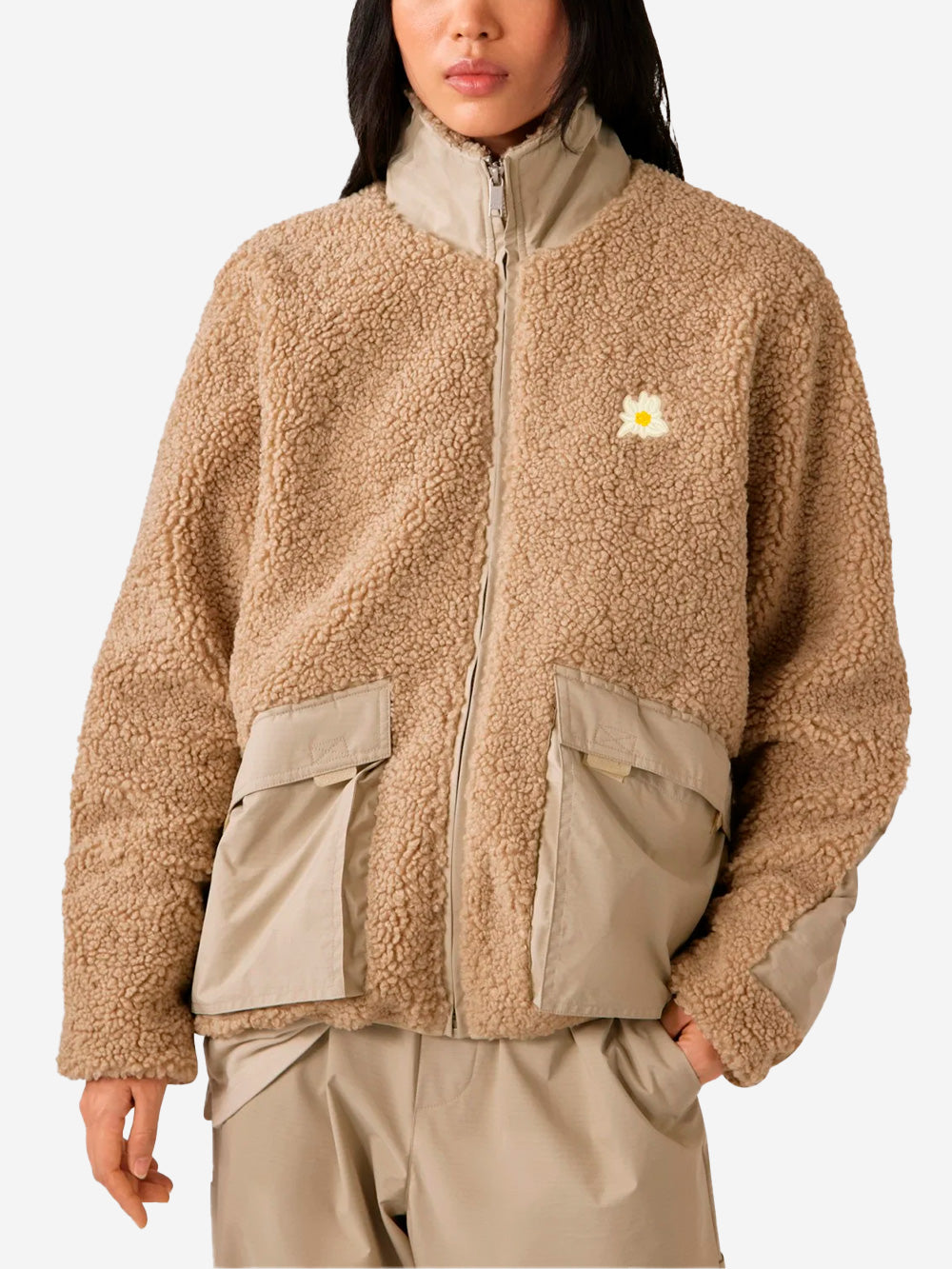 AUTRY Giacca in pile teddy unisex con zip e toppa 'Edelweiss' Cammello Urbanstaroma