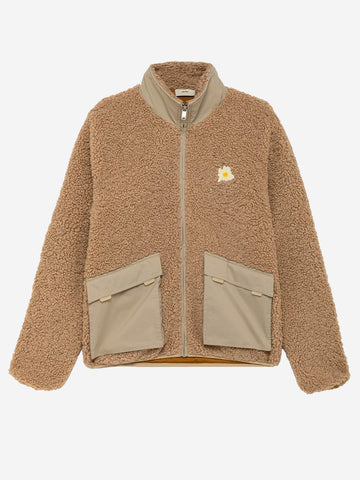 AUTRY Giacca in pile teddy unisex con zip e toppa 'Edelweiss' Cammello