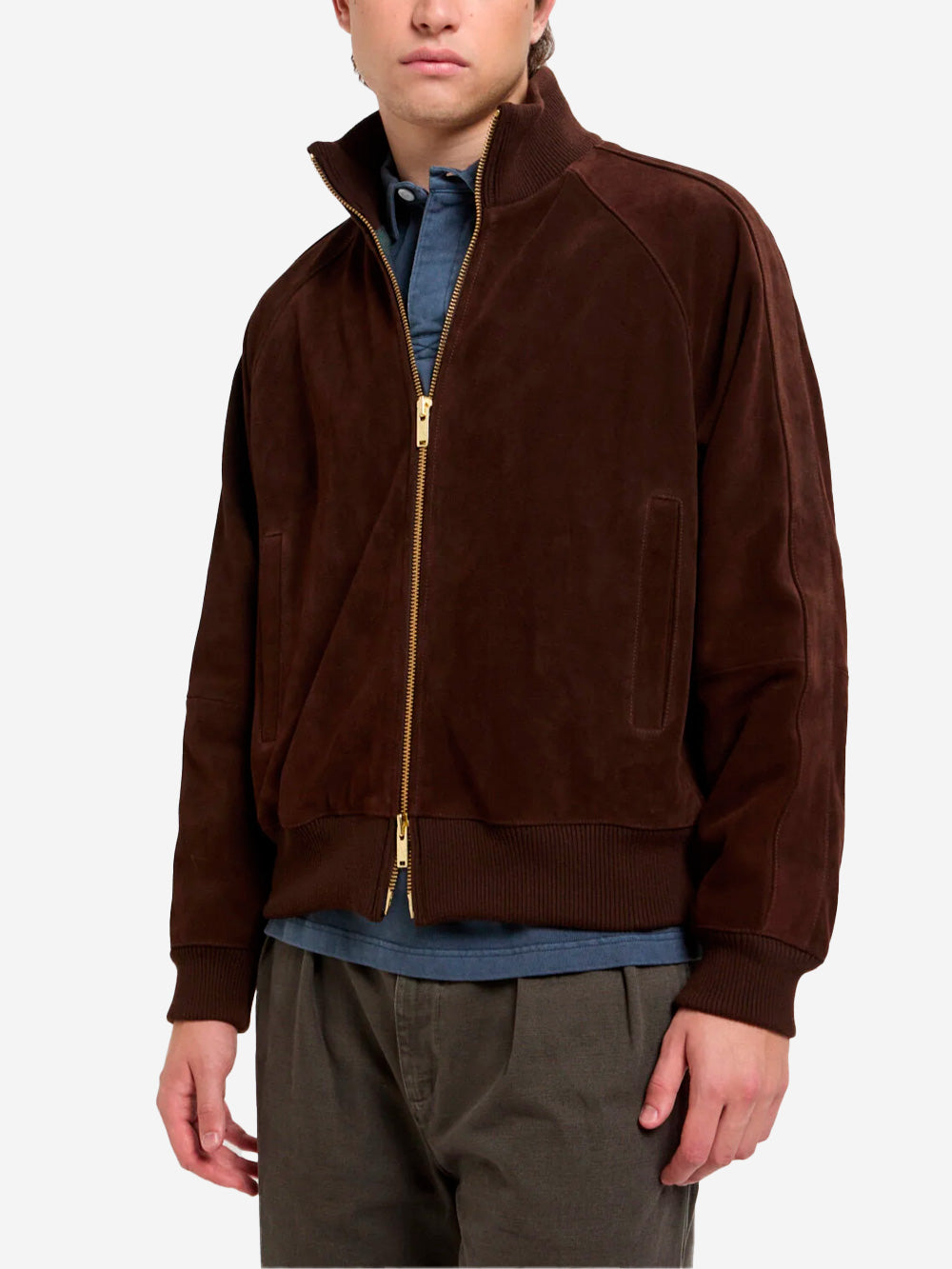 BARACUTA Giacca sportiva in pelle scamosciata Roughout Marrone Urbanstaroma