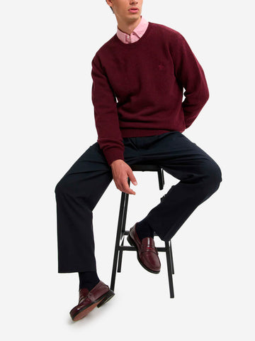 BARACUTA Maglione girocollo bordeaux in lana Shetland Bordeaux