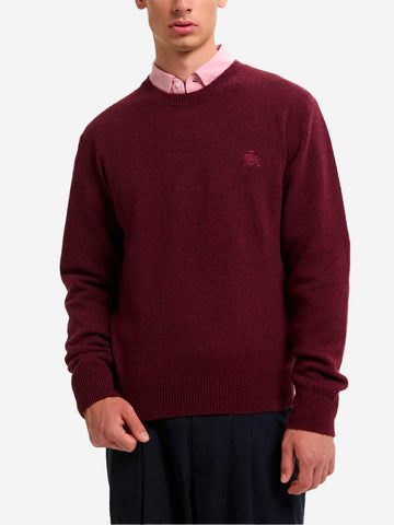 BARACUTA Maglione girocollo bordeaux in lana Shetland Bordeaux