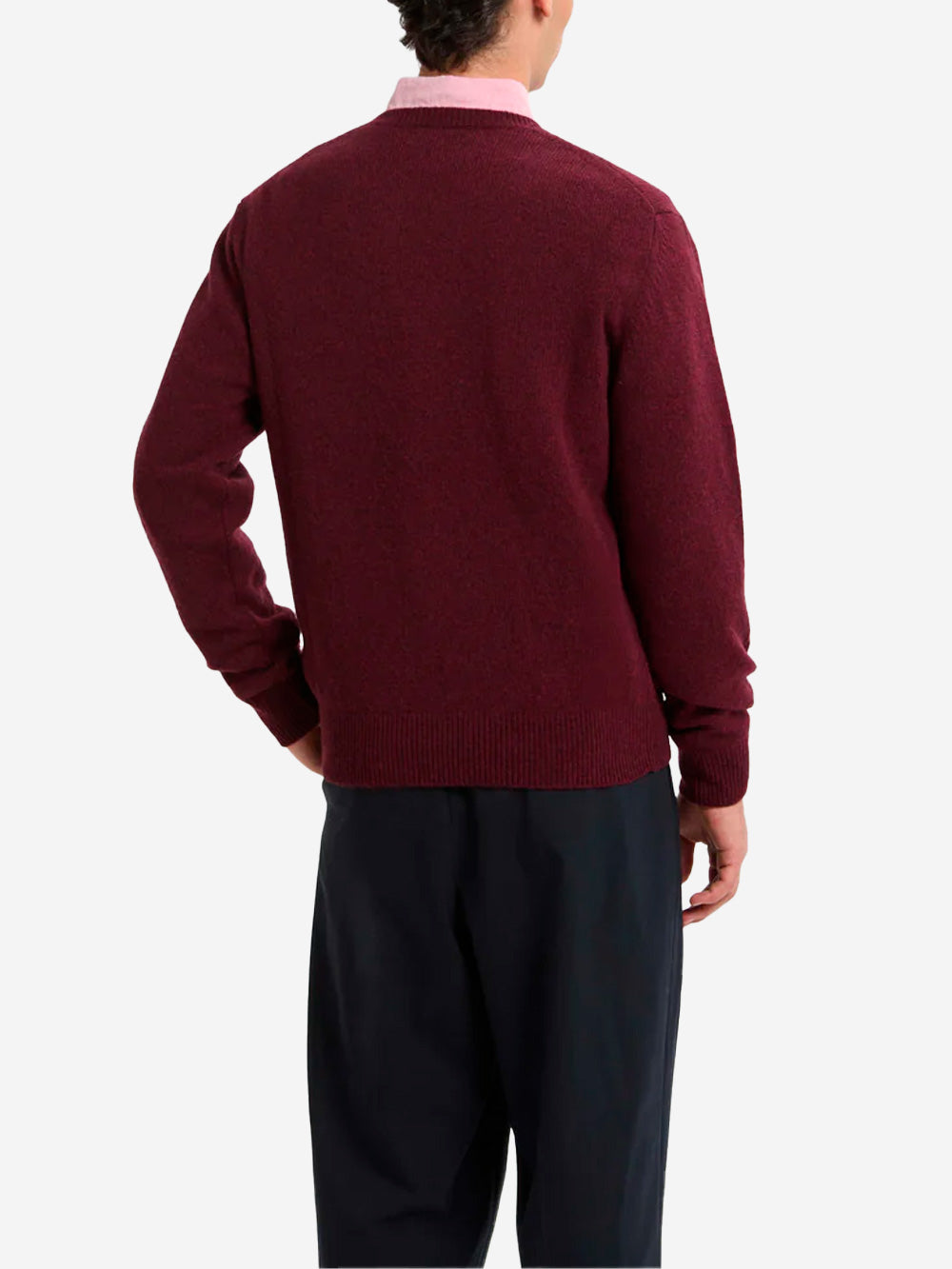 BARACUTA Maglione girocollo bordeaux in lana Shetland Bordeaux Urbanstaroma