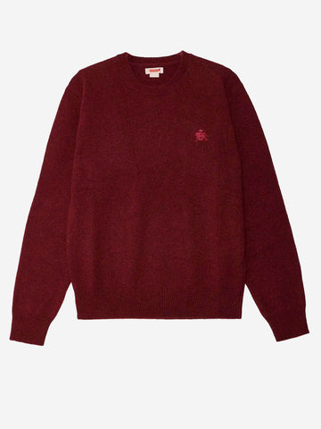 BARACUTA Maglione girocollo bordeaux in lana Shetland Bordeaux