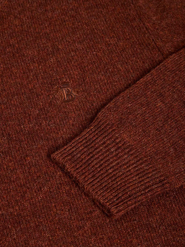 BARACUTA Maglione girocollo marrone in lana Shetland Marrone