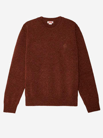 BARACUTA Maglione girocollo marrone in lana Shetland Marrone