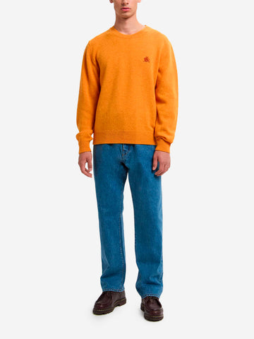 BARACUTA Maglione girocollo arancione in lana Shetland arancione