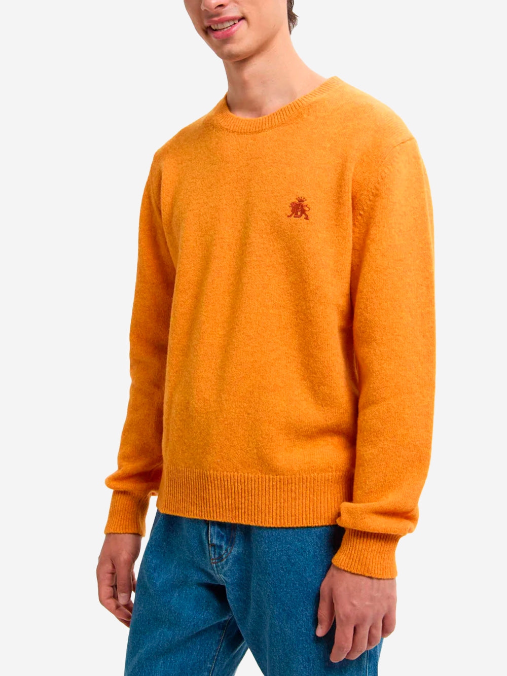 BARACUTA Maglione girocollo arancione in lana Shetland arancione Urbanstaroma