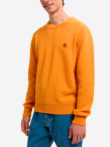 BARACUTA Maglione girocollo arancione in lana Shetland arancione