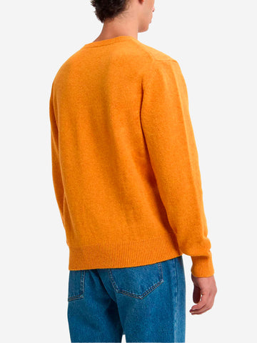 BARACUTA Maglione girocollo arancione in lana Shetland arancione