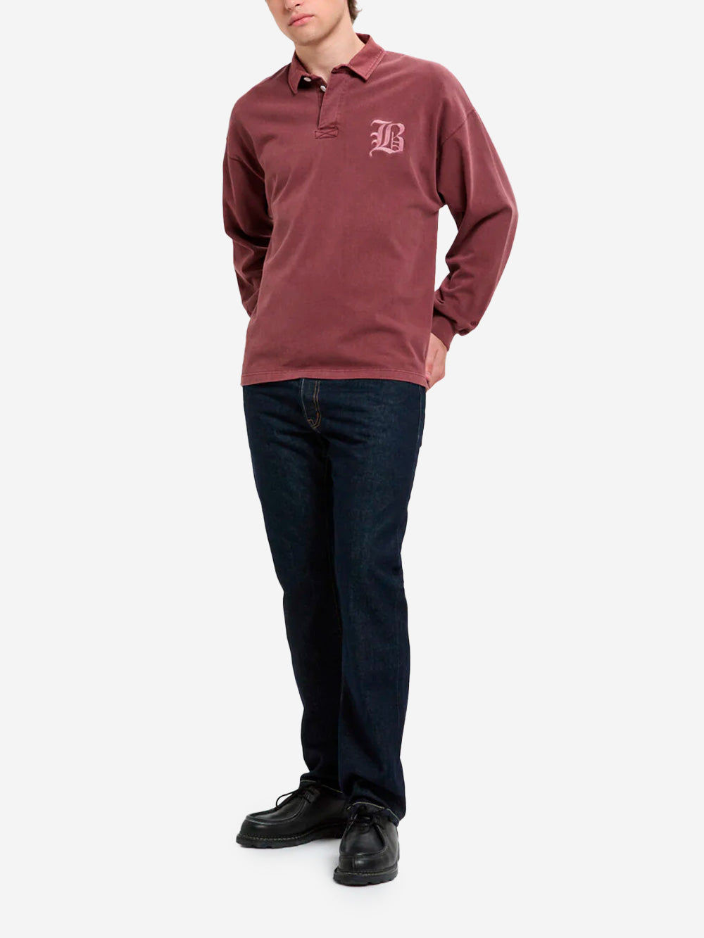 BARACUTA Polo bordeaux in stile rugby tinta in capo Bordeaux Urbanstaroma