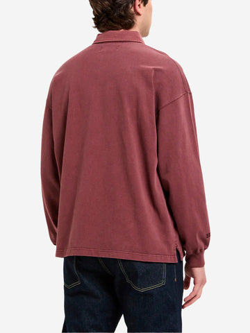 BARACUTA Polo bordeaux in stile rugby tinta in capo Bordeaux