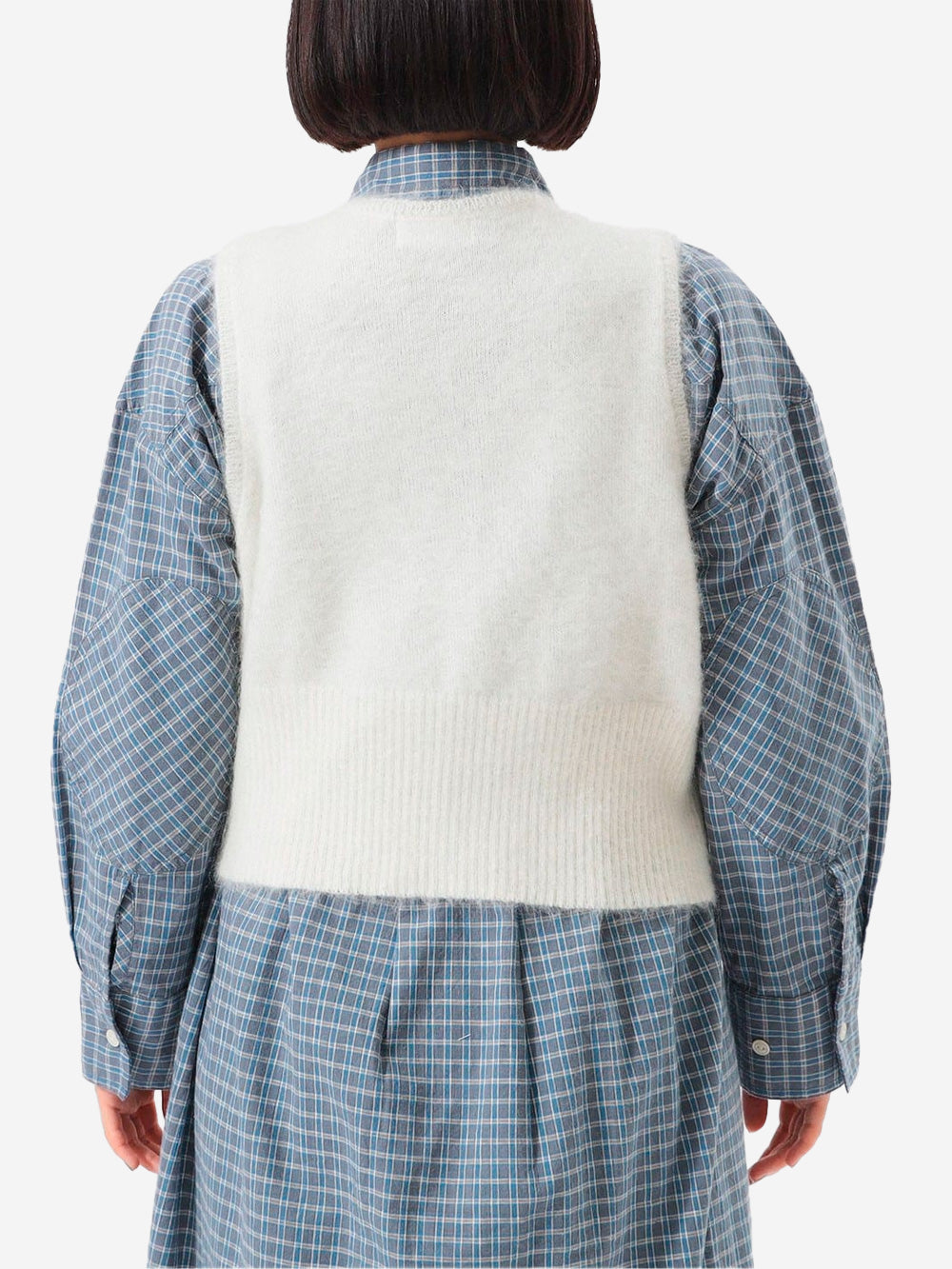 BEAMS BOY White mohair-blend vest with Chinese buttons 1305-0148