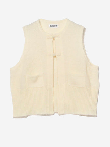 Gilet en mohair blanc avec boutons chinois