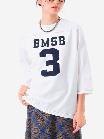 Wit voetbal T-shirt met 3/4 mouwen