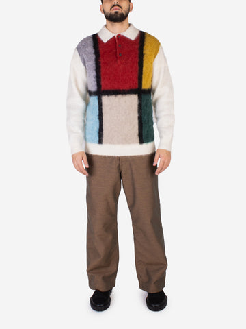 Poloshirt aus Zottelstrick mit Mohair