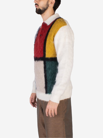 Poloshirt aus Zottelstrick mit Mohair