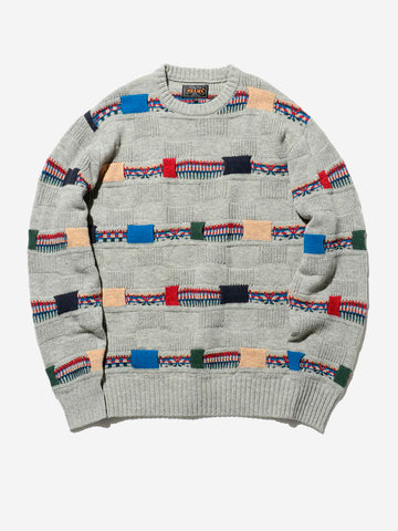 Fair Isle Jacquard-Pullover mit Rundhalsausschnitt