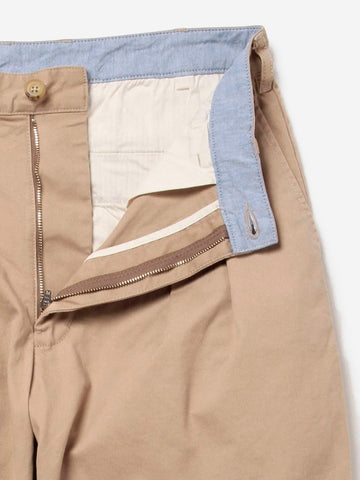 Pantaloni tapered 2 pleats twill beige
