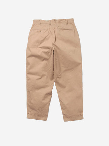 Pantaloni tapered 2 pleats twill beige
