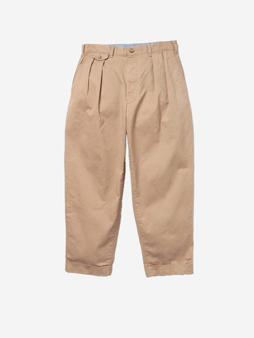 Pantaloni tapered 2 pleats twill beige