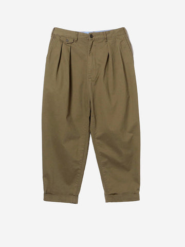 Konisch zulaufende Hose 2 Falten Twill grün