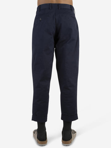Pantaloni tapered 2 pleats twill blu