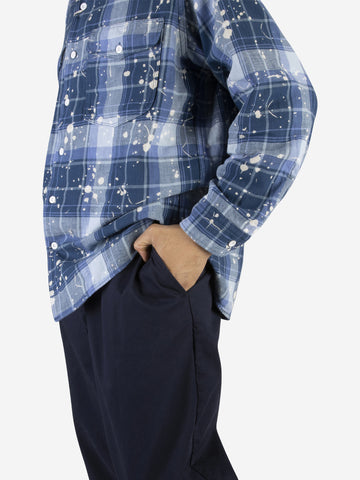 Pantaloni tapered 2 pleats twill blu