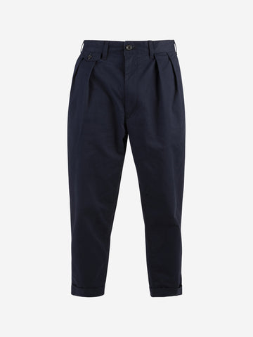 Pantaloni tapered 2 pleats twill blu